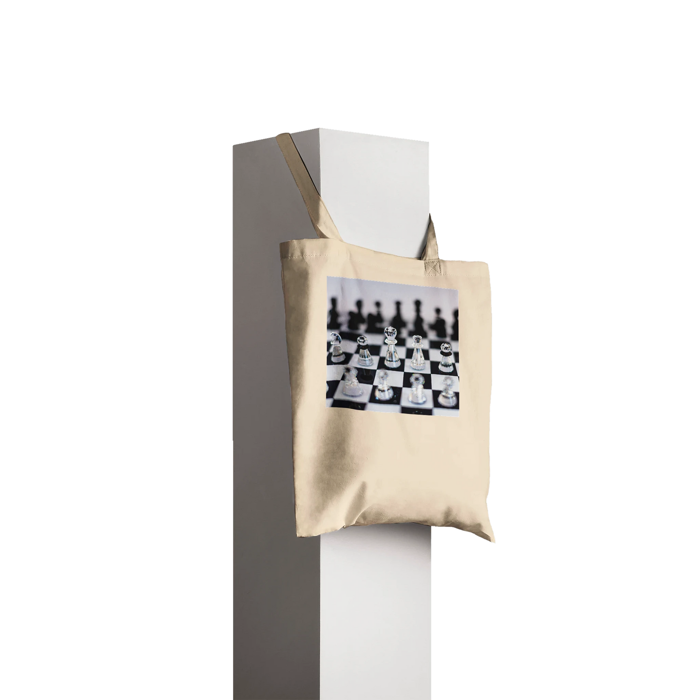 Think Sharp crystal chess tote bag — Classic Natural
