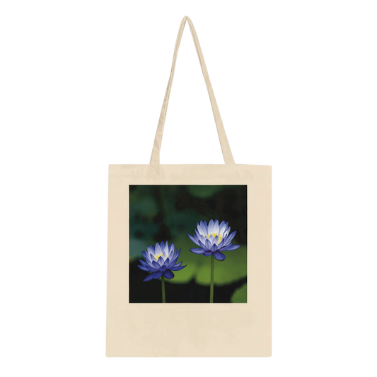 Water Lilies Tote Bag – Classic Natural – Blue Lotus Fine Art Photography by Istvan Maar