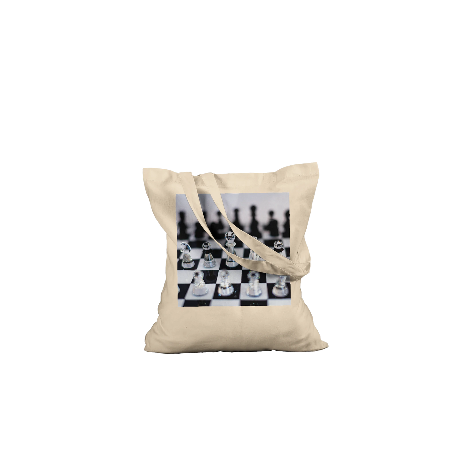 Think Sharp crystal chess tote bag — Classic Natural