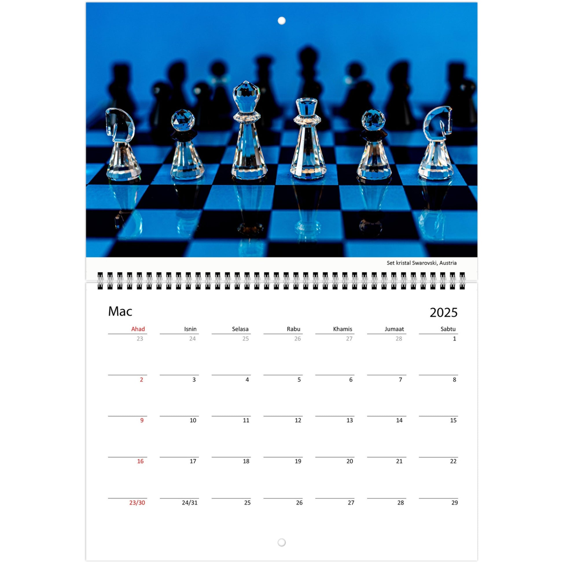 2025 Chess Wall Calendar by Istvan Maar Photography featuring intricate chess sets.