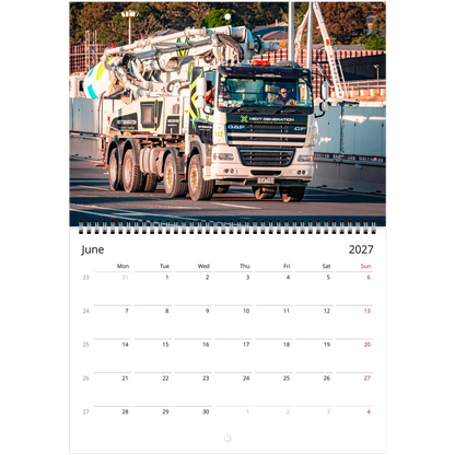 Cement Mixer Wall Calendar – photography detail of cement mixers on site