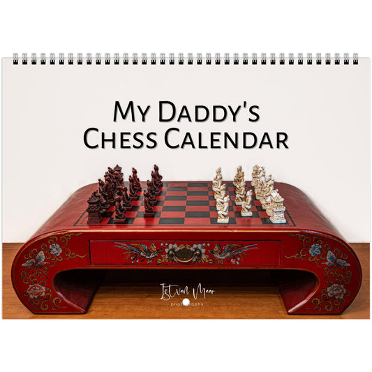 2025 Chess Wall Calendar by Istvan Maar Photography featuring intricate chess sets.