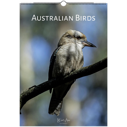 Calendar cover featuring an Australian bird on a branch with 'Australian Birds' text.