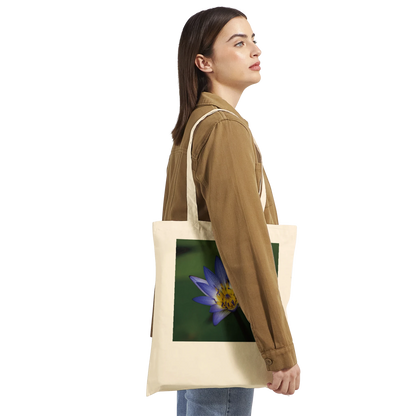Personalised Water Lily Tote Bag – Blue Lotus Floral Canvas Tote – Nature Gift