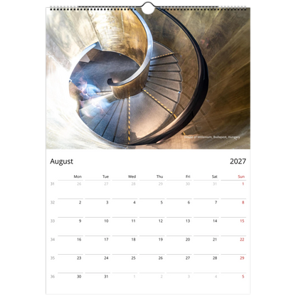 2027 Stairways Wall Calendar - open calendar view with stairway detail