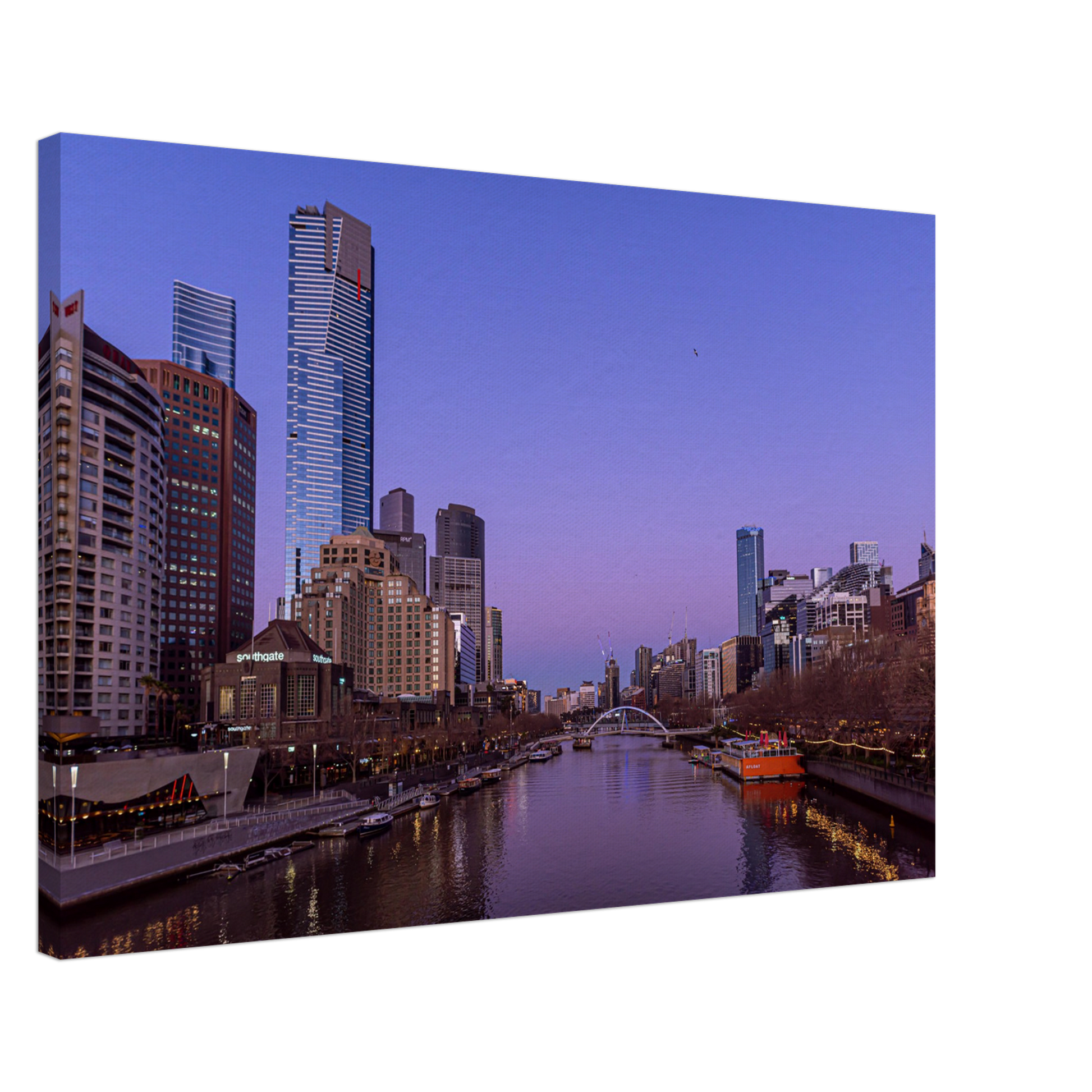 Melbourne Cityscape Pink Poster Canvas by Istvan Maar Photography - by side