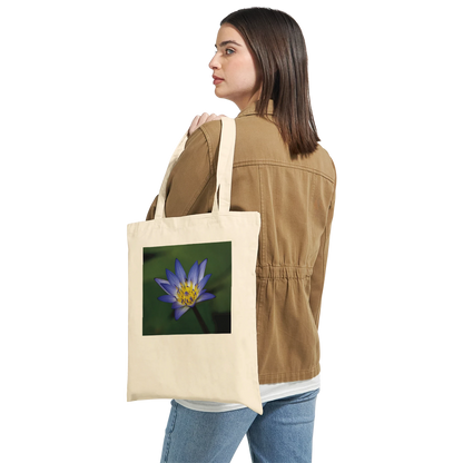 Water Lily Canvas Tote Bag – Blue Lotus Art Print – Floral Gift for Nature Lovers