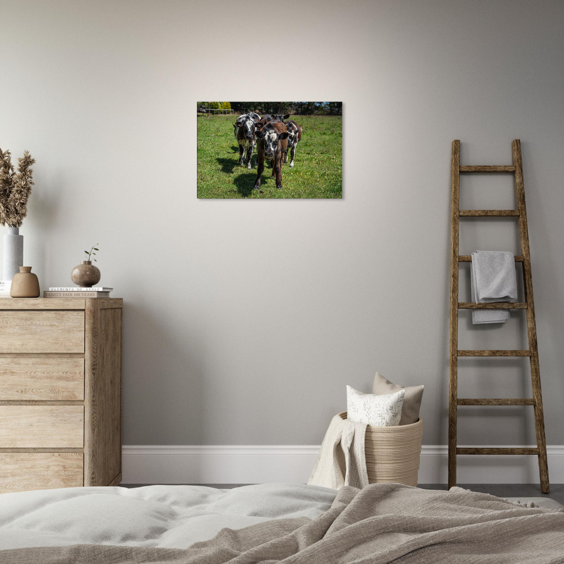 Calves Domestic Animal Canvas Wall Art Photography, Nursery Print, Nursery Animal Wall Decor, Kids Room, Prints, Stretched canvas by Istvan Maar Photography mockup 09