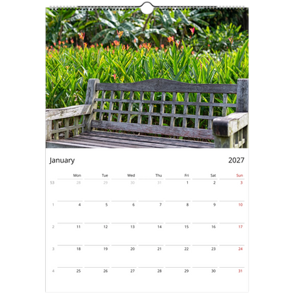 2027 Benches Wall Calendar - lifestyle wall display in home interior