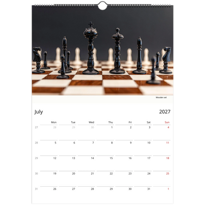 2027 Indian Chess Wall Calendar – monthly spread with Indian chess photography
