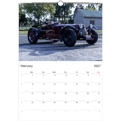 2027 Classic Cars Wall Calendar – product packaging and spiral binding detail