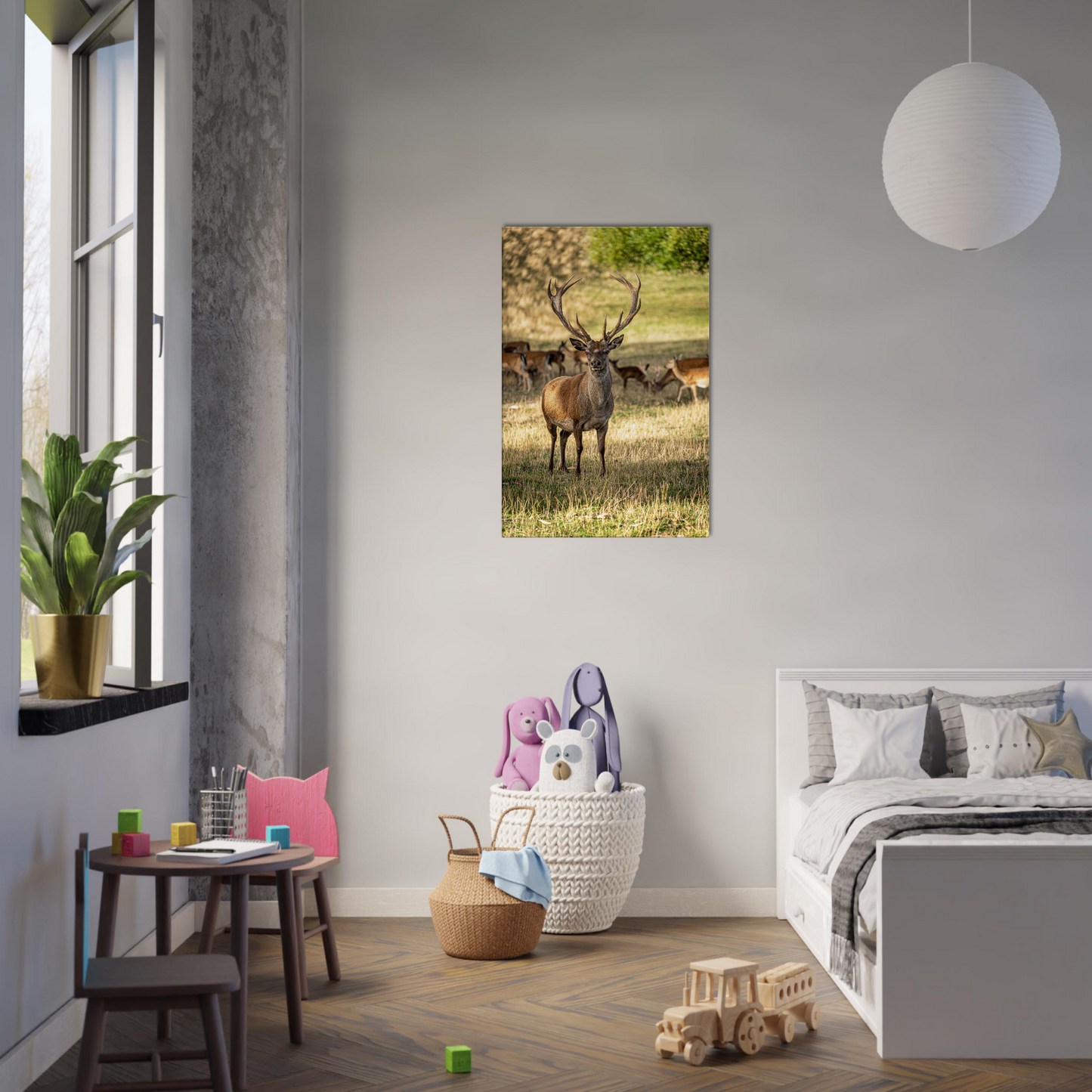 	
Deer Wildlife Animals Art Nursery Photography Wall Decor Kids Room Poster Playroom Artwork Stag Stretched Canvas 121