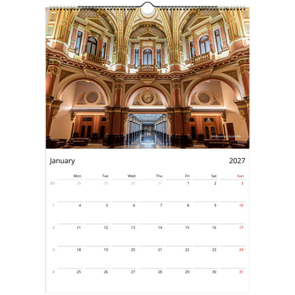 2027 Architecture Wall Calendar – photography detail of architectural structures