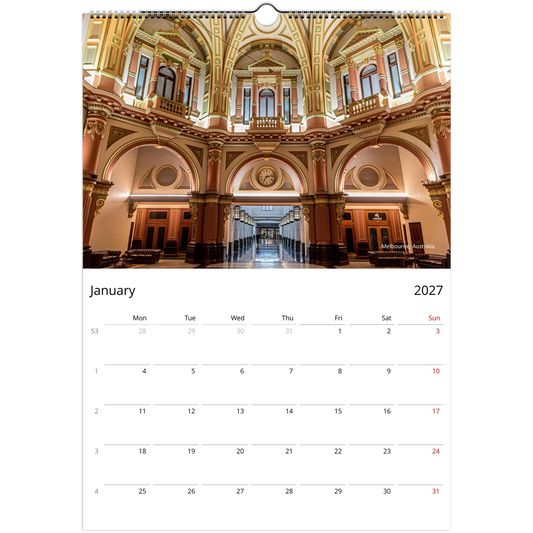 2027 Architecture Wall Calendar – photography detail of architectural structures