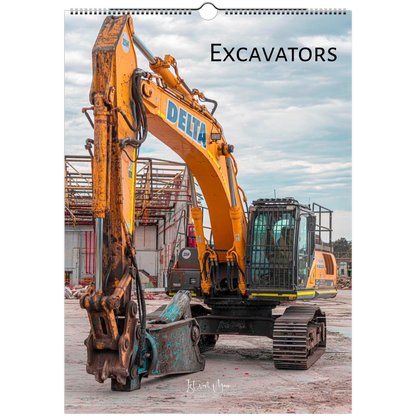 2027 Excavator Wall Calendar – front cover featuring excavator machinery photography by Istvan Maar