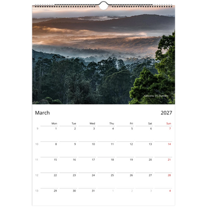 2027 Forests Wall Calendar - monthly spread with forest and nature photography