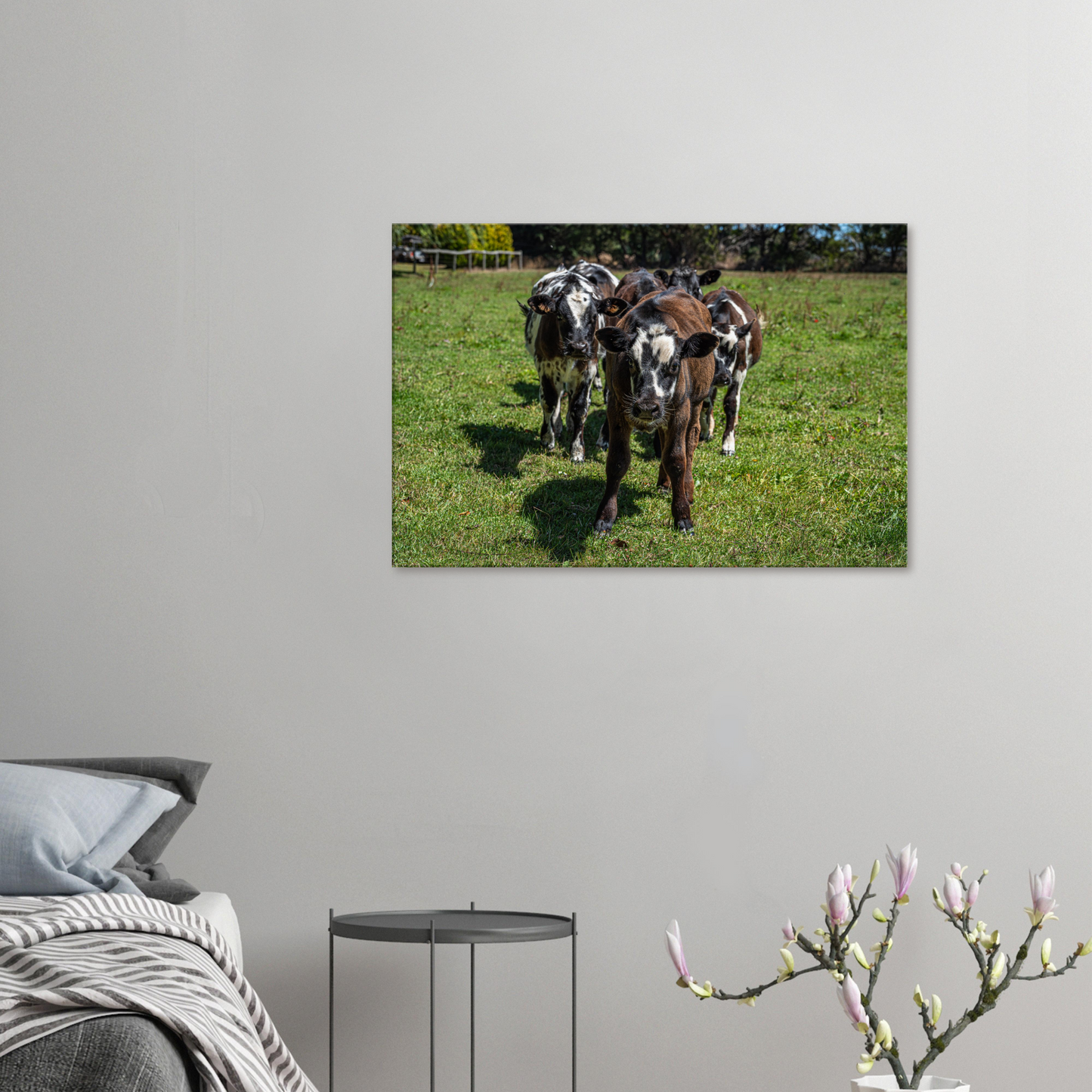 Calves Domestic Animal Canvas Wall Art Photography, Nursery Print, Nursery Animal Wall Decor, Kids Room, Prints, Stretched canvas by Istvan Maar Photography mockup 08