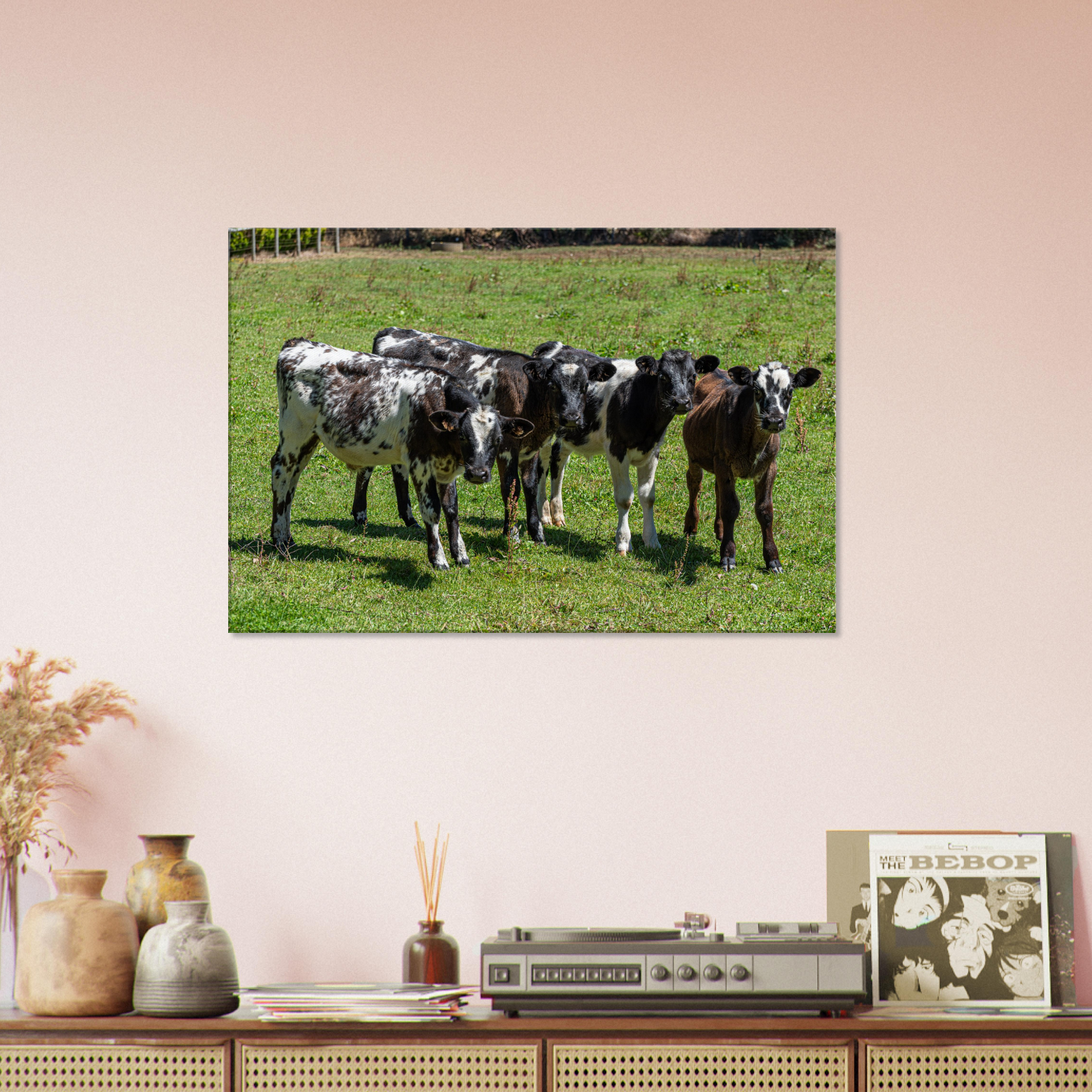 Calves Domestic Animal Canvas Wall Art Photography, Nursery Print, Nursery Animal Wall Decor, Kids Room, Prints, Stretched canvas by Istvan Maar Photography mockup 08