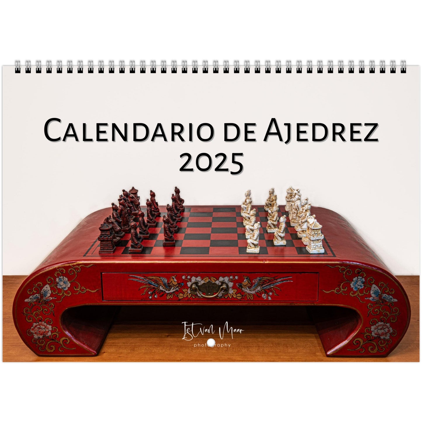 2025 Chess Wall Calendar by Istvan Maar Photography featuring intricate chess sets.