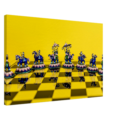 Enamel Chess Set canvas – framing and edge wrap detail