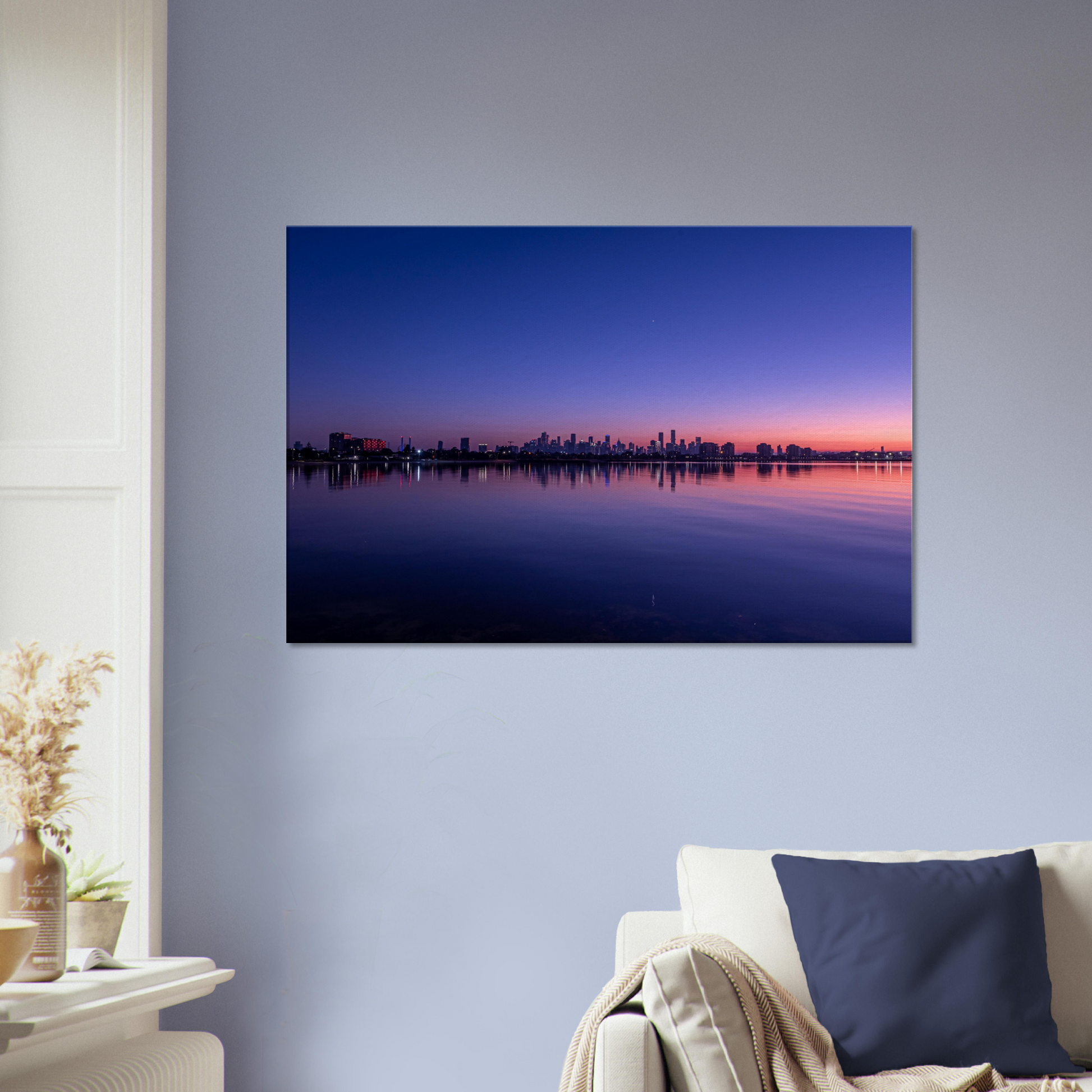 Melbourne Cityscape Poster Seascape Canvas by Istvan Maar Photography - living room