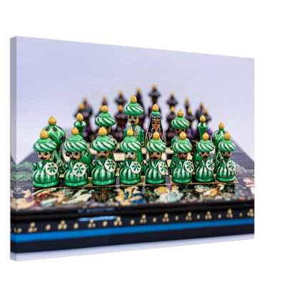 Hand painted chess set canvas by Istvan Maar Photography - by side