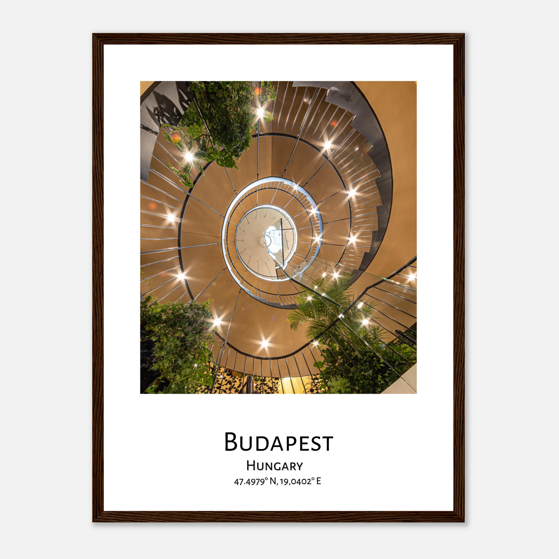 Personalised framed House of Music poster in Budapest - dark wood frame - close-up