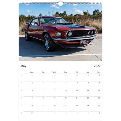 2027 Classic Cars Wall Calendar – monthly spread with vintage classic car photography