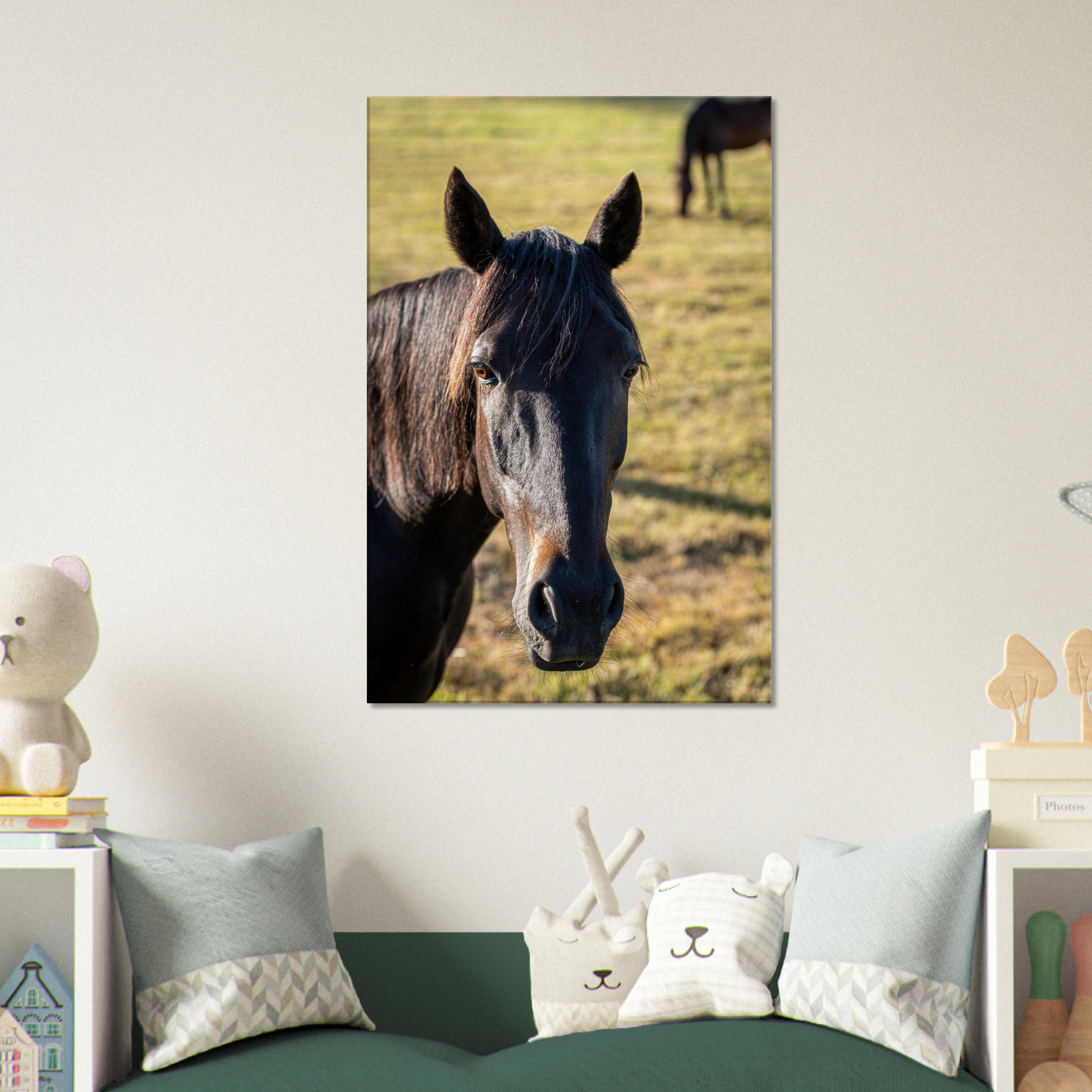 Horse Domestic Animal Canvas Wall Art Photography Nursery Physical Portrait Print Canvas home décor