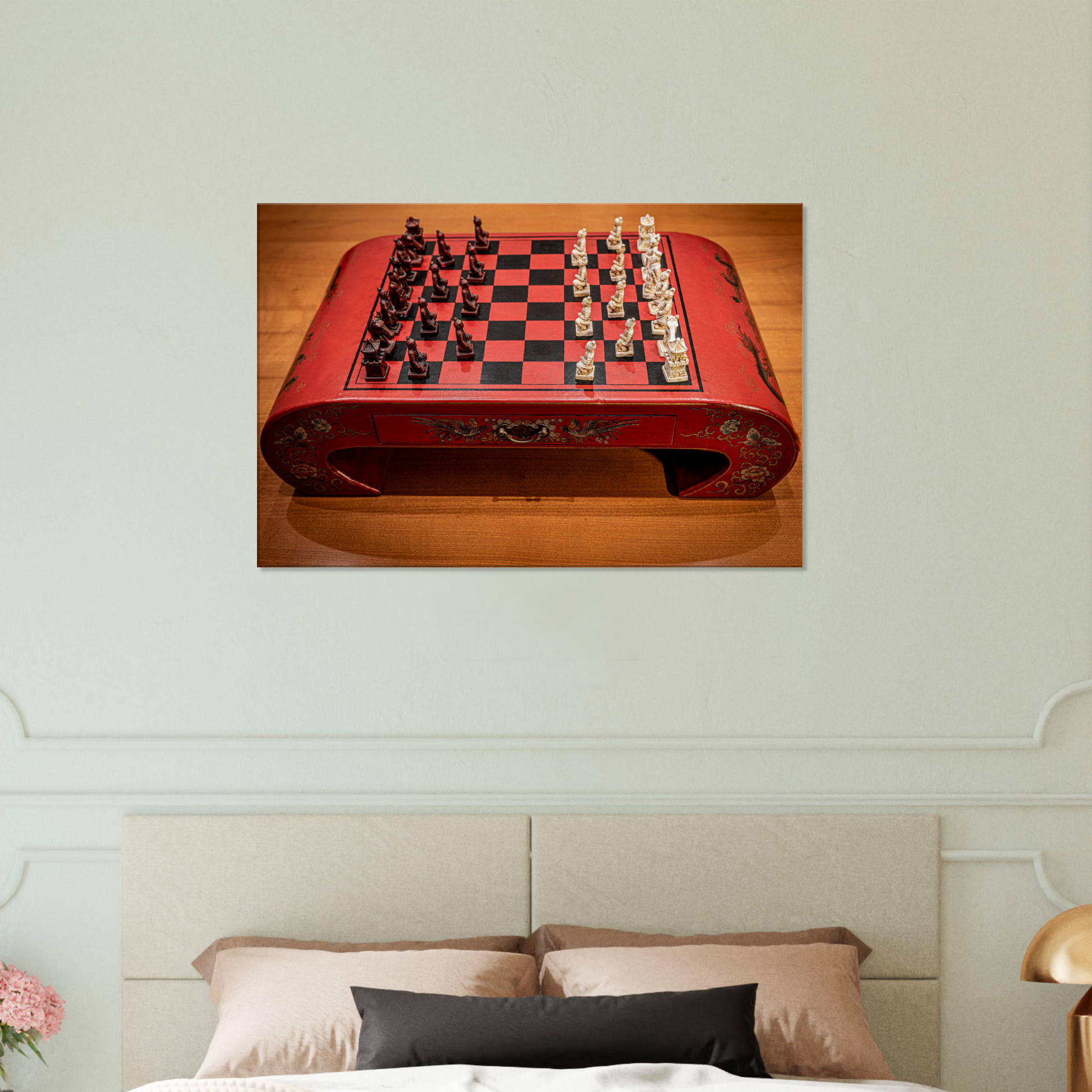 Camel Bone Chessmen Canvas by Istvan Maar Photography - master bedroom