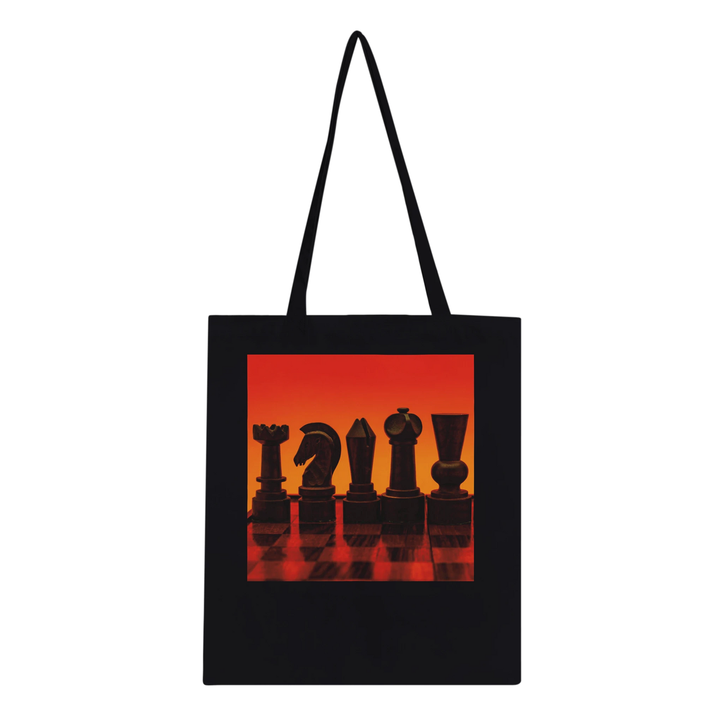 Silhouette Chess Set Tote Bag – Classic Black – Chess Pieces Fine Art Photography by Istvan Maar