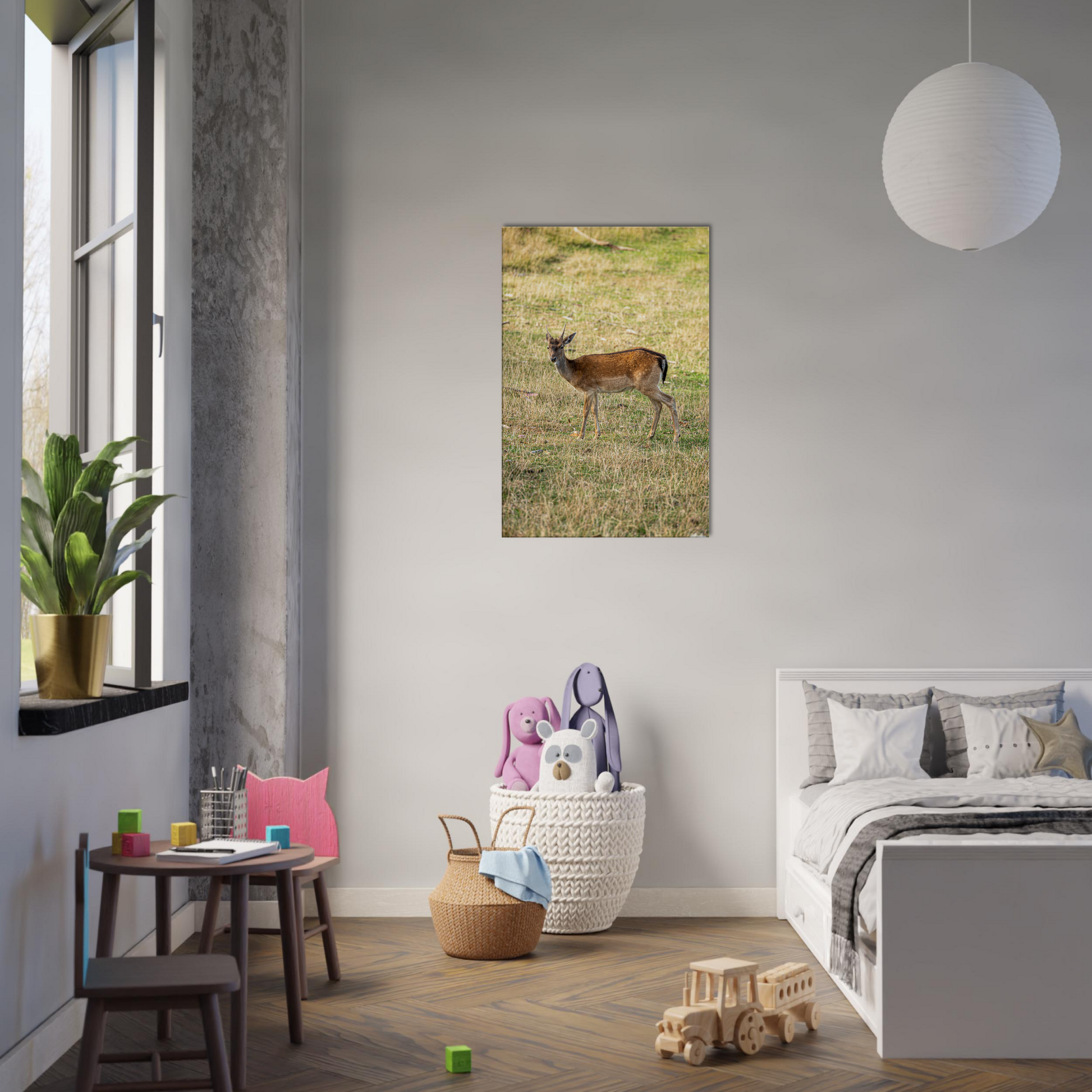 	
Deer Wildlife Animals Art Nursery Photography Wall Decor Kids Room Poster Playroom Artwork Stag Stretched Canvas 163