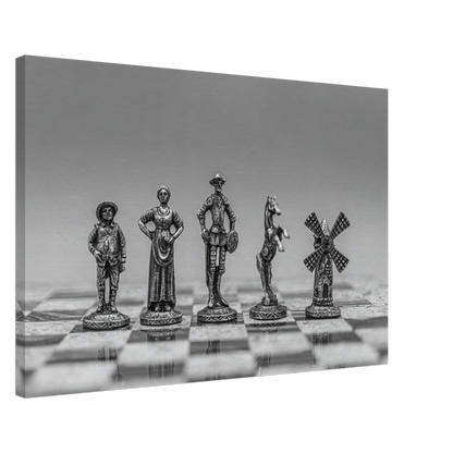 Don Quixote themed chess set canvas by Istvan Maar Photography - black and white