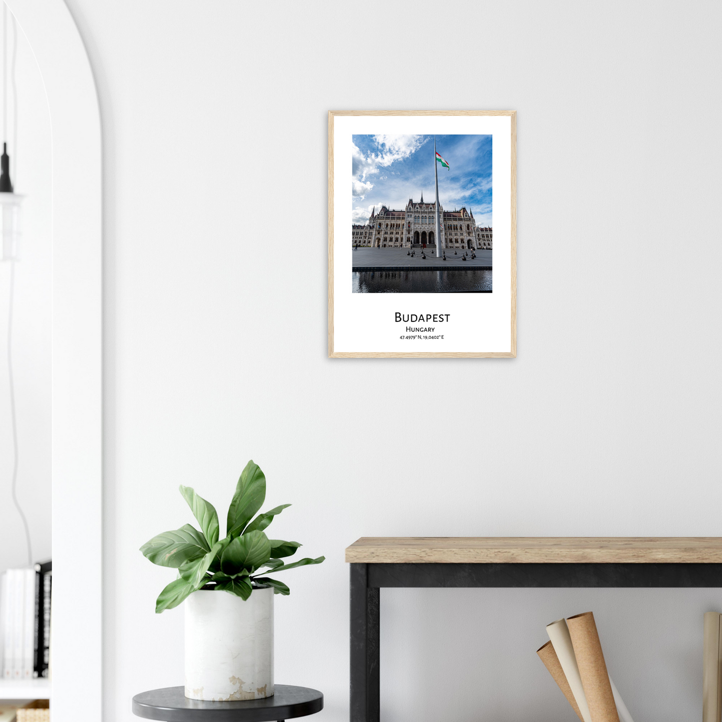 Personalised framed Budapest poster - Parliament of Hungary - wood frame - living room