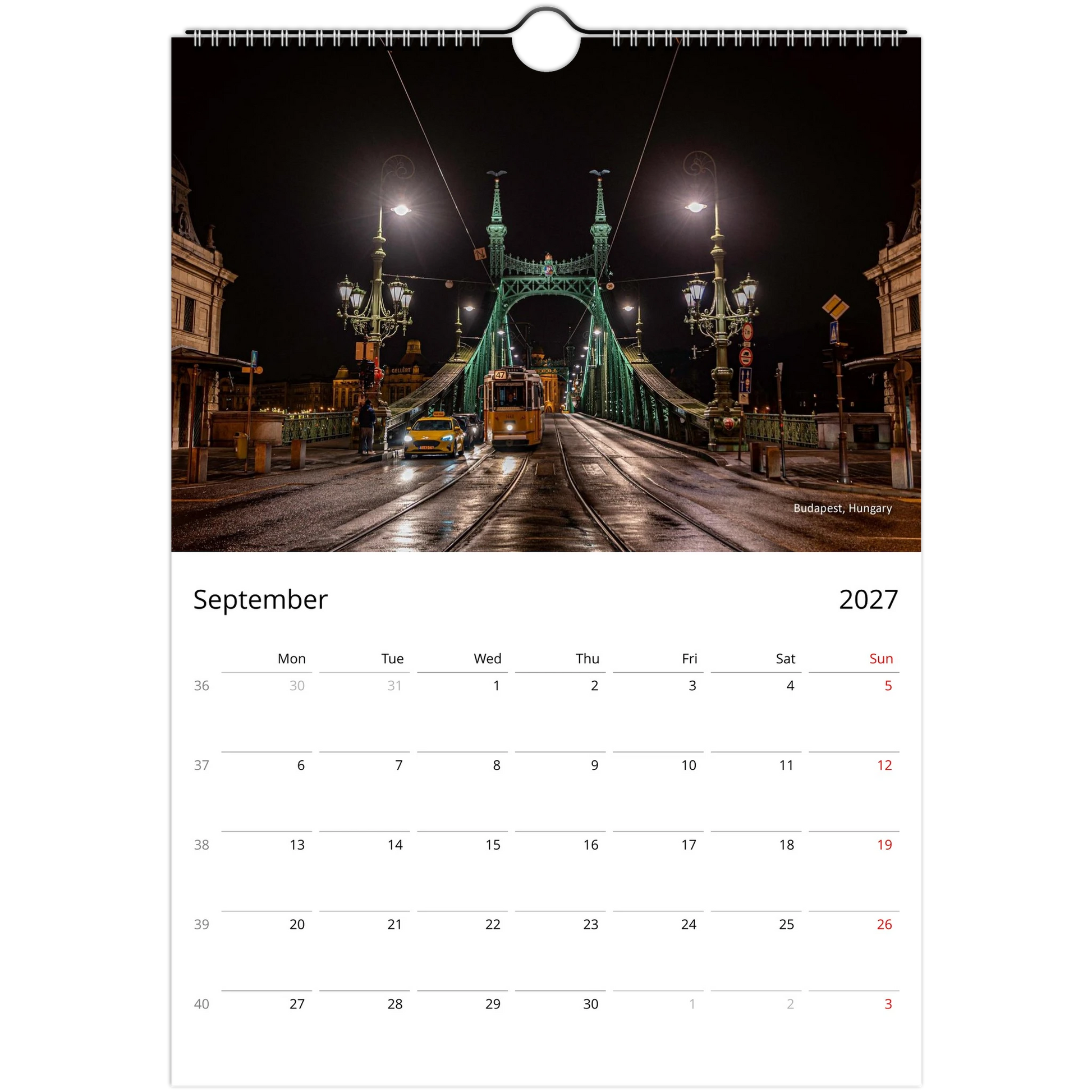Trams Wall Calendar – monthly spread with Melbourne tram photography by Istvan Maar