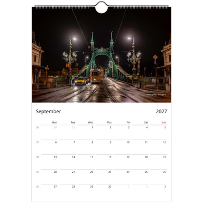 Trams Wall Calendar – monthly spread with Melbourne tram photography by Istvan Maar