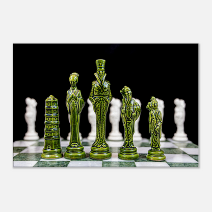 Porcelain Chess Set (made in China) Canvas by Istvan Maar Photography  - close-up