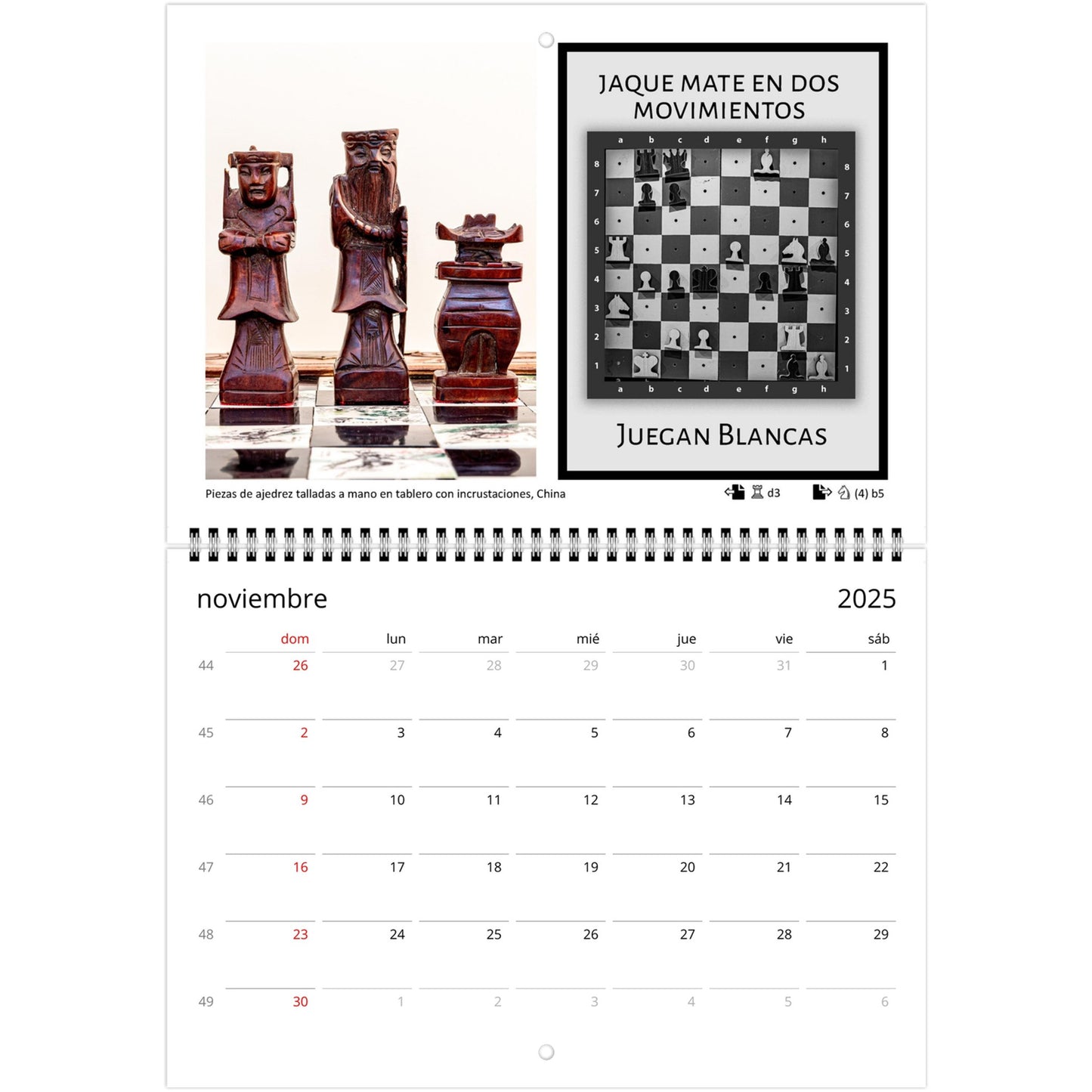 2025 Chess Wall Calendar by Istvan Maar Photography featuring stunning global chess set images and challenging puzzles.