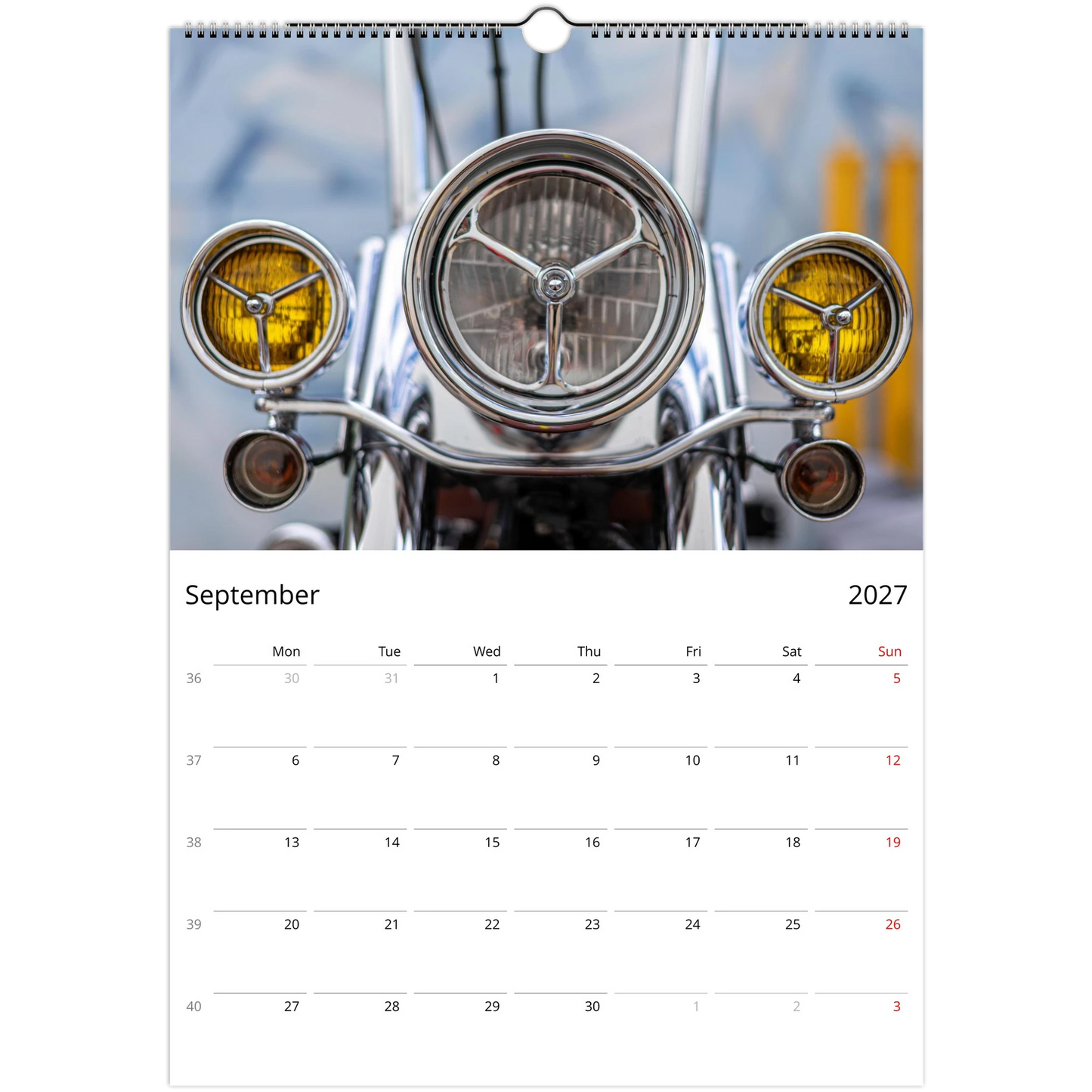 2027 Motorcycle Wall Calendar - lifestyle wall display in home interior