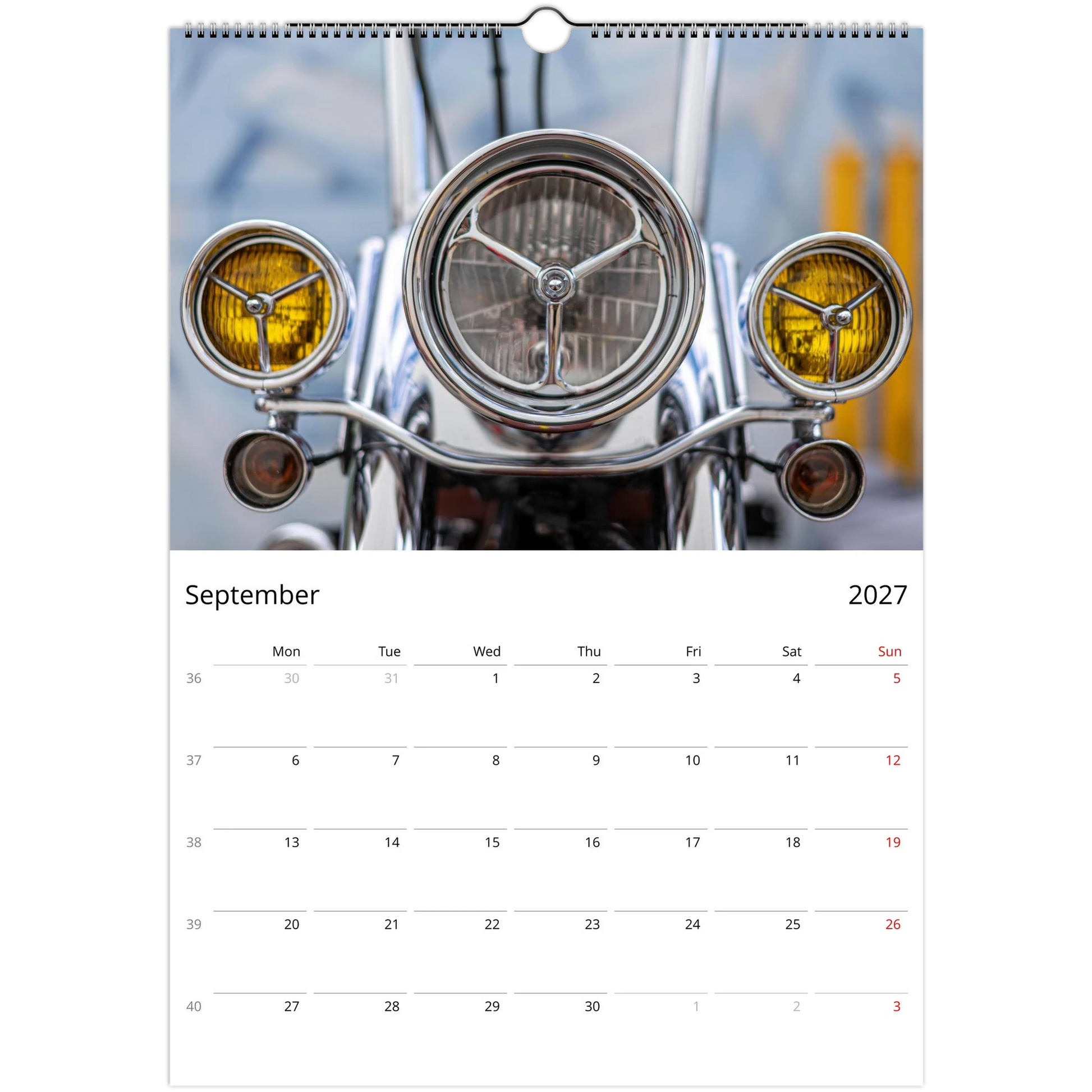 2027 Motorcycle Wall Calendar - lifestyle wall display in home interior