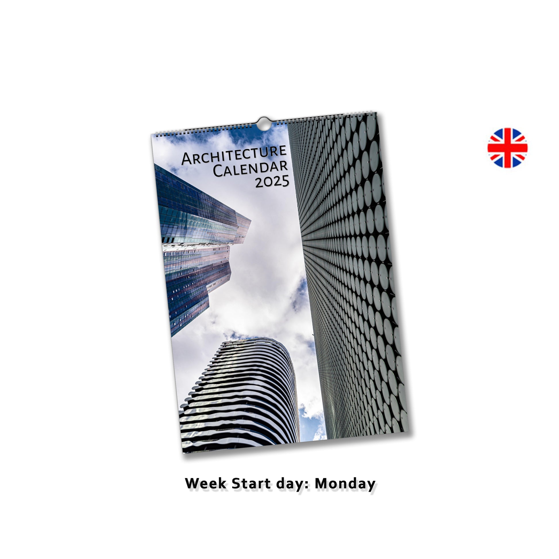 The cover of the Architecture Wall Calendar by Istvan Maar Photography in English week starts on Sunday 