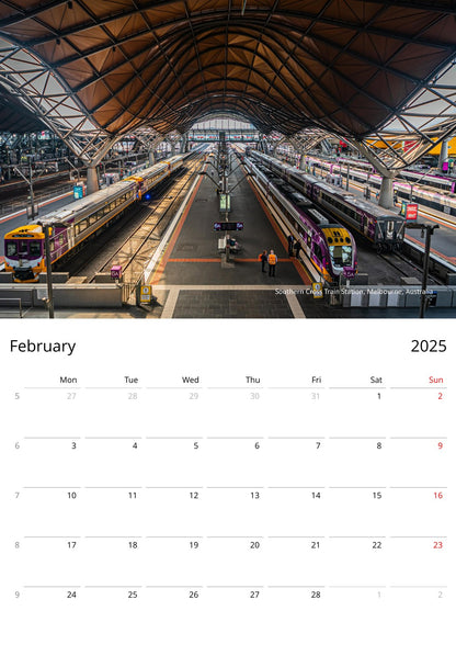 Page of the Architecture Wall Calendar by Istvan Maar Photography in English week starts on Monday - February