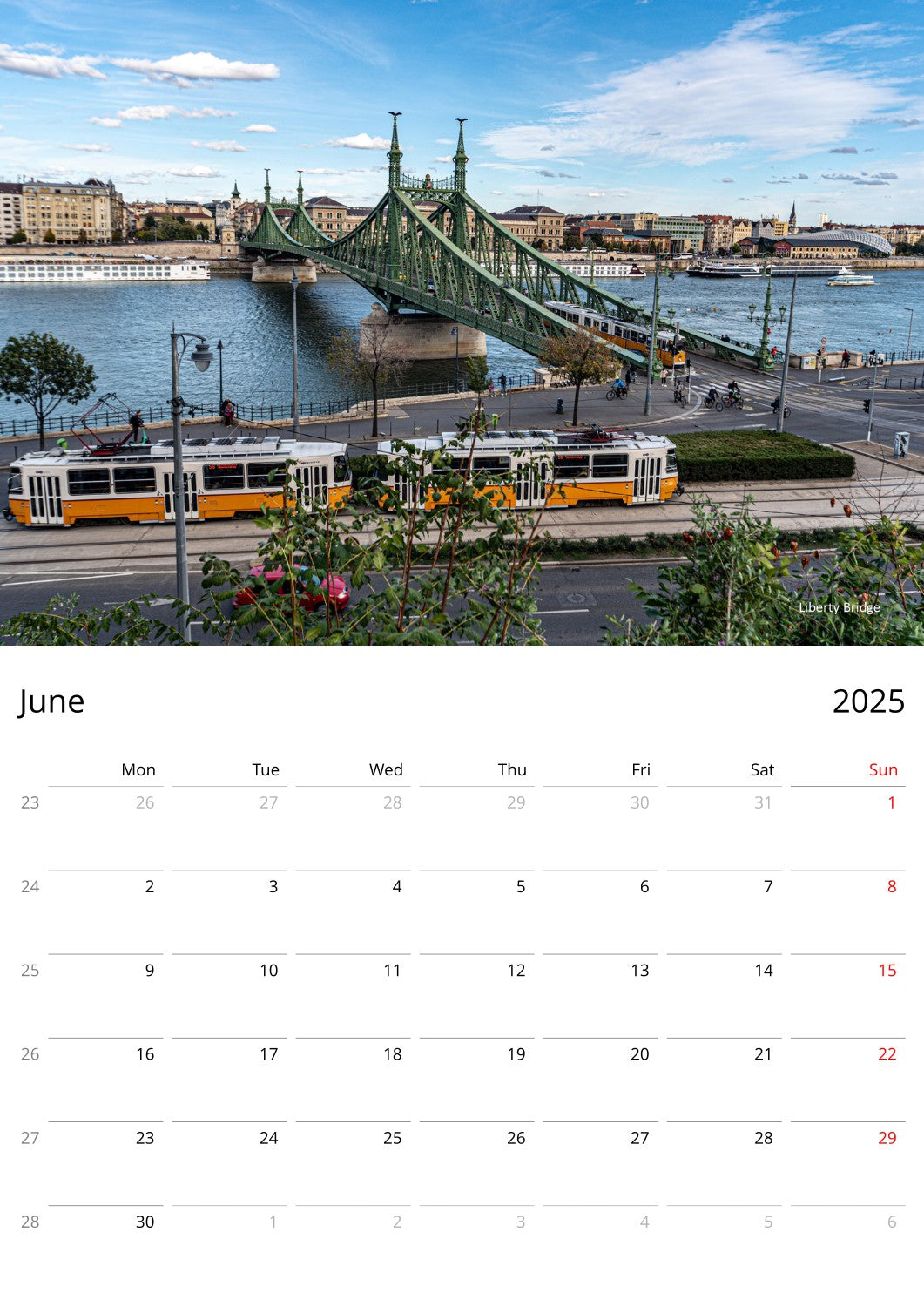 2025 Budapest Wall Calendar  | A3 Vertical | English | Week Start Monday | 8225 - Istvan Maar Photography