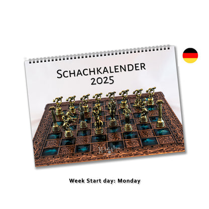 2025 Chess Wall Calendar | A4 Horizontal | German | Week Start Monday | 5084 - Istvan Maar Photography