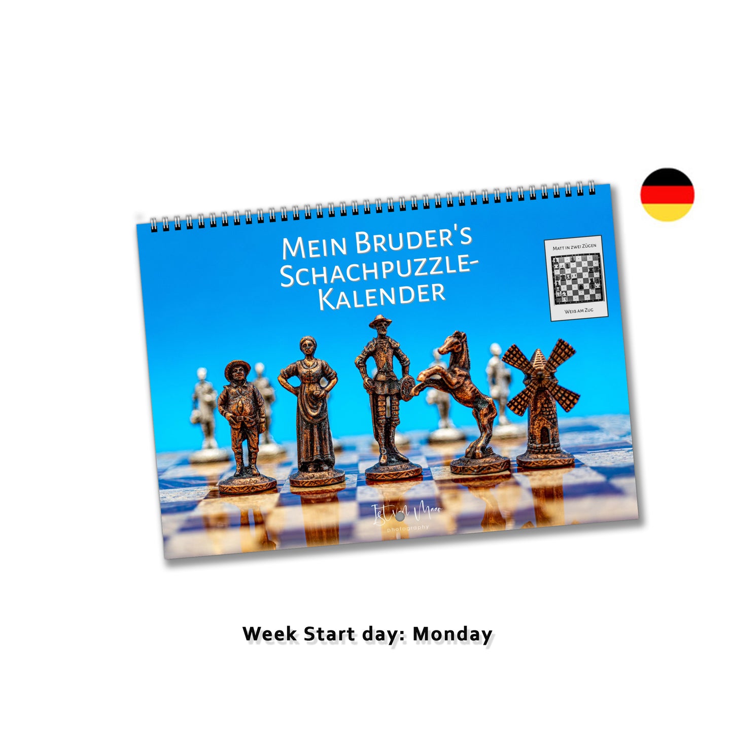 Personalised chess puzzle wall calendar by Istvan Maar Photography in German Week starts on Monday