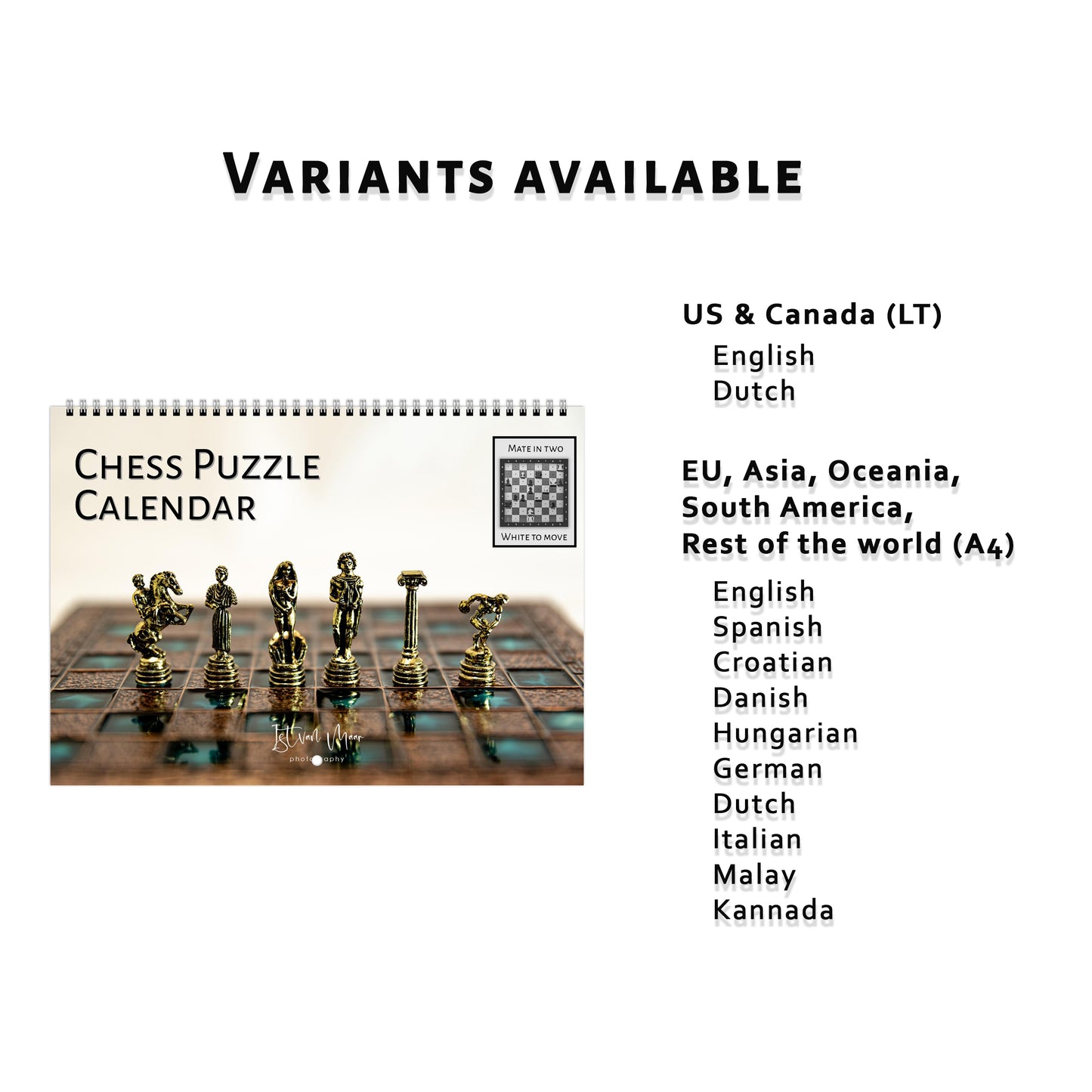 2025 Chess Wall Calendar by Istvan Maar Photography 