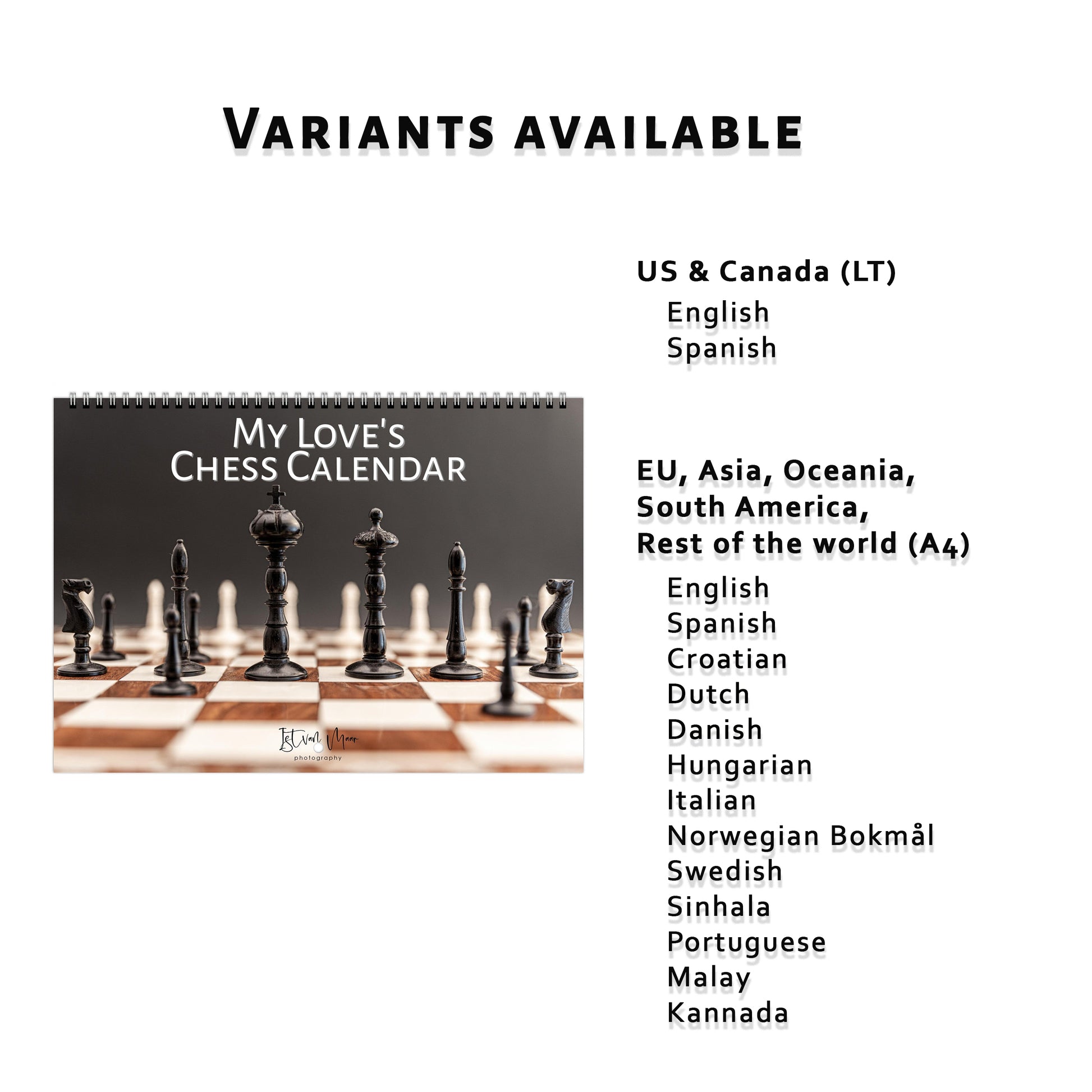 Personalised Chess Wall Calendar by Istvan Maar Photography 