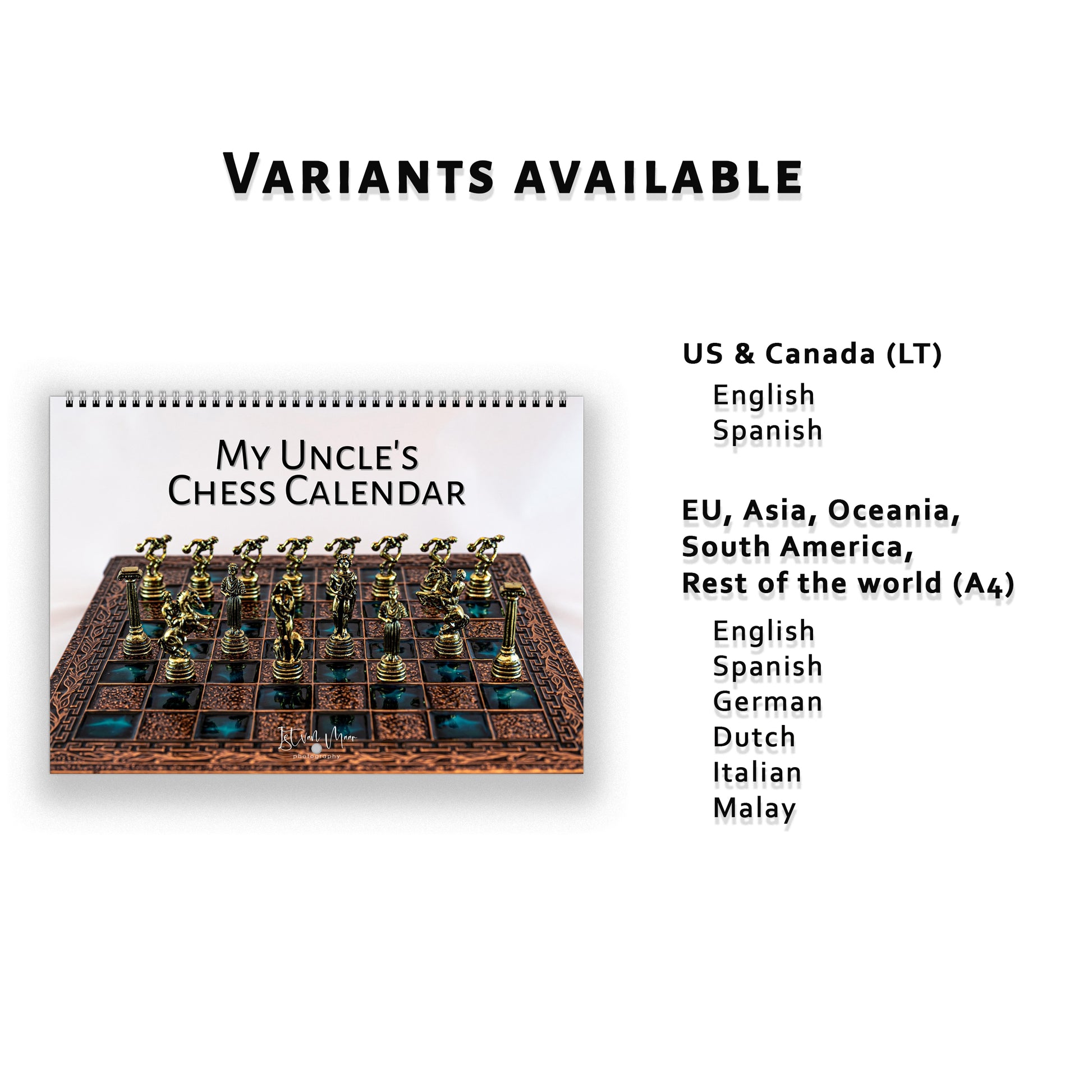 Personalised Chess Wall Calendar by Istvan Maar Photography 