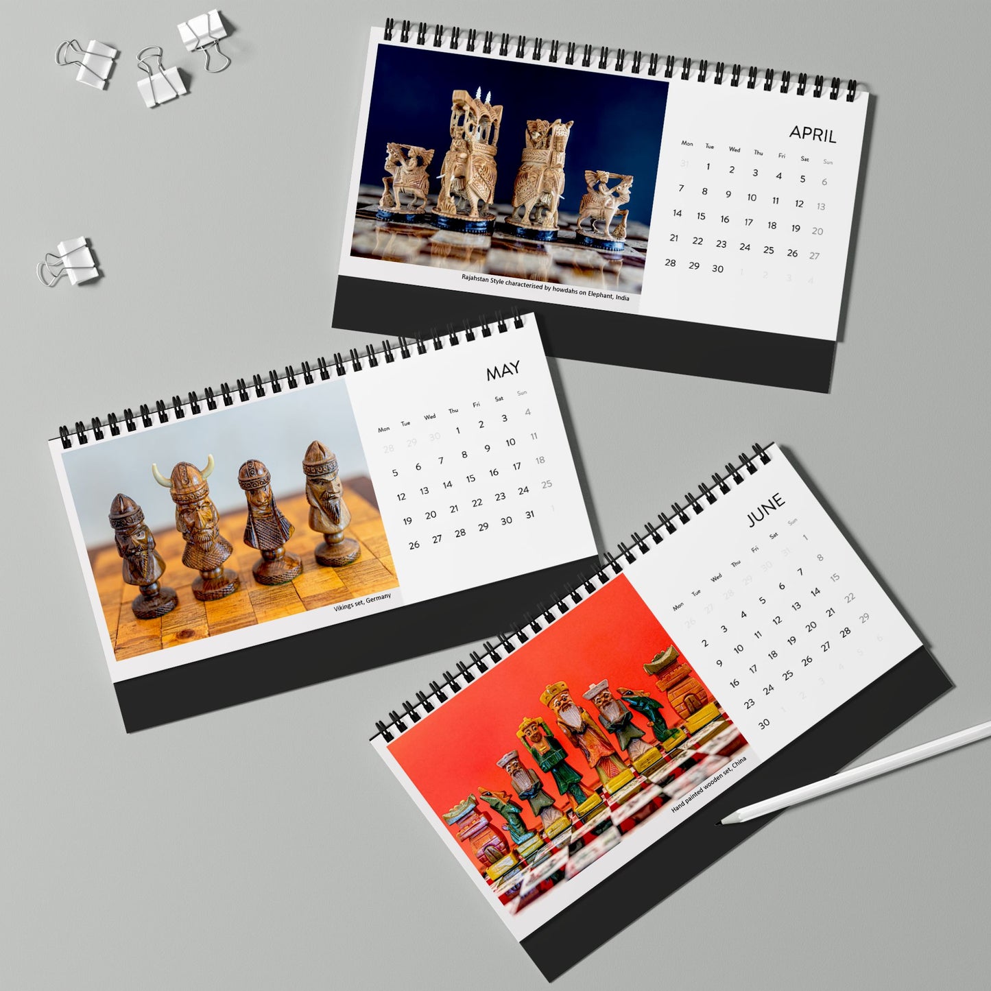 2025 Chess Desk Calendar | 10x5 Horizontal | English | Week Starts Monday | 4759