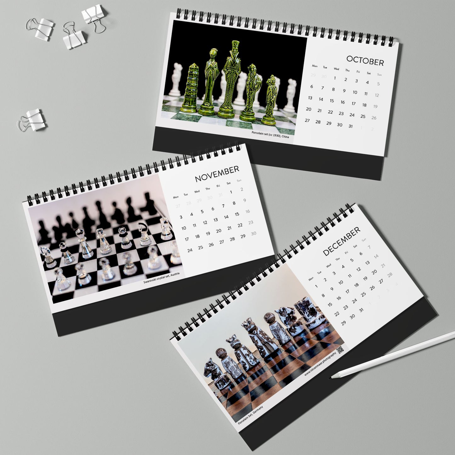 2025 Chess Desk Calendar | 10x5 Horizontal | English | Week Starts Monday | 4759